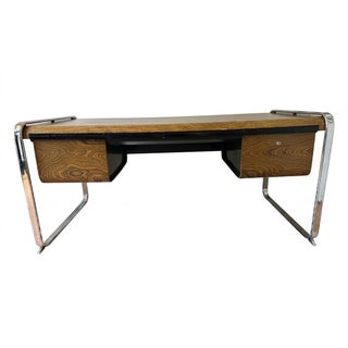 Peter Protzman for Herman Miller Zebrawood & Chrome Desk, Tubular Collection, 1970-1971 For Sale