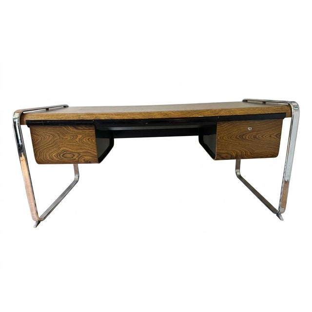Peter Protzman for Herman Miller Zebrawood & Chrome Desk, Tubular Collection, 1970-1971 For Sale