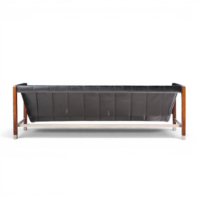 Jack Cartwright for Founders Mid Century Rosewood Leather Sling Sofa For Sale In Chicago - Image 6 of 10