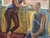 Mid-Century Modern 'Figures at the Window' Vintage Swedish Expressive Figurative Oil Painting, Framed For Sale - Image 11 of 14