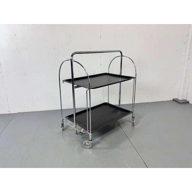 Mid-Century Bauhaus Dinett Foldable Serving Trolley from Bremshey Solingen, 1960s For Sale - Image 10 of 10