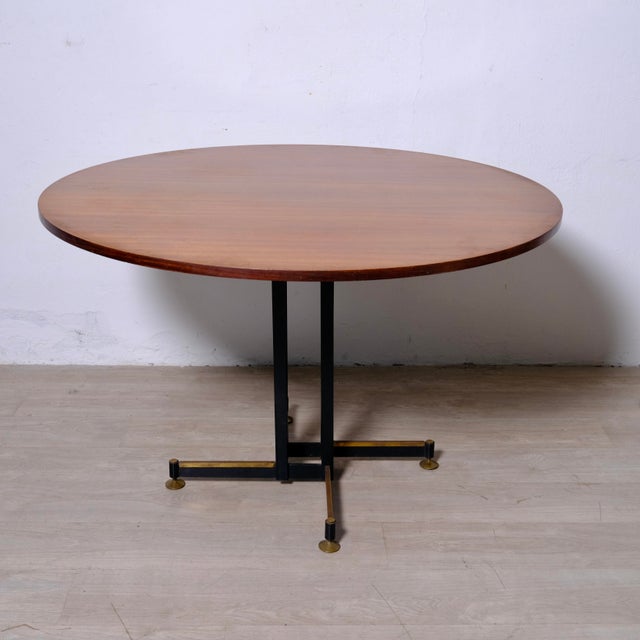 Round Table with Metal Frame and Wooden Top, 1950s For Sale - Image 13 of 18