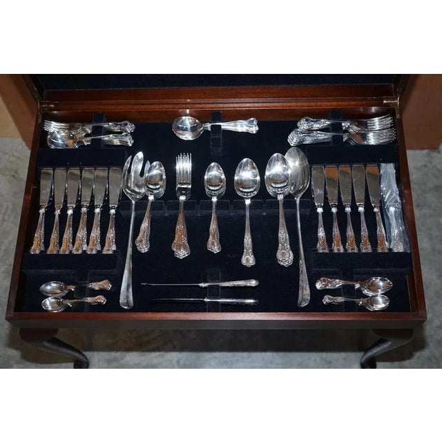 Green Leather Cutlery Table with Silver Plated Cutlery For Sale - Image 10 of 18