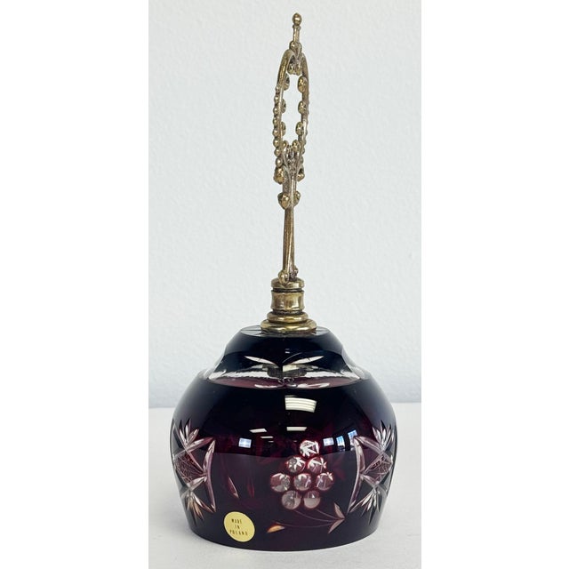 Vintage Bohemian Ruby Red Cut Crystal Bell For Sale - Image 4 of 8