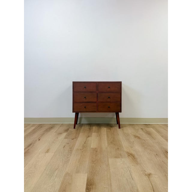 Brown MCM Style Six Drawer Chest, Mid Century Modern Wood Storage For Sale - Image 8 of 11