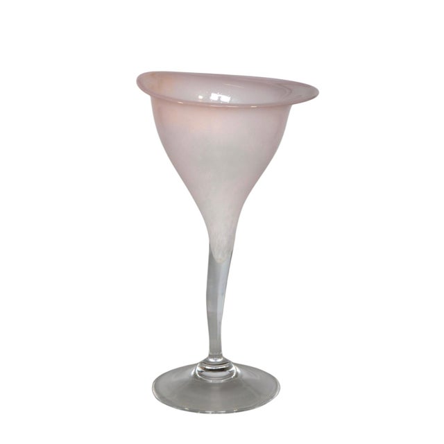 Large Pink and White Murano Glass Calla Lily Vase by Vito, 1984 For Sale - Image 12 of 12
