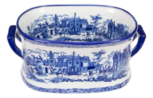 Vintage Large 20th Century Blue & White Porcelain Planter Jardiniere