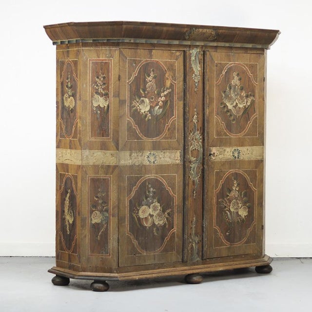 Painted Folk Art Rustic Farmhouse Bridal Cabinet, 1795 For Sale - Image 15 of 18