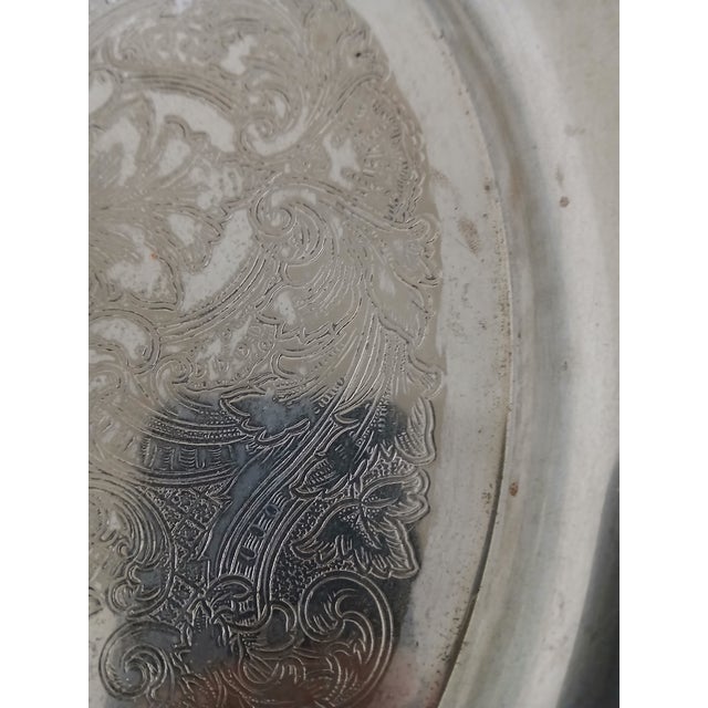 Vintage 60s Round Silverplate Waiter Tray For Sale - Image 10 of 10