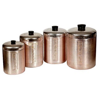 60s Italian Metal Canisters - Set of 4 For Sale