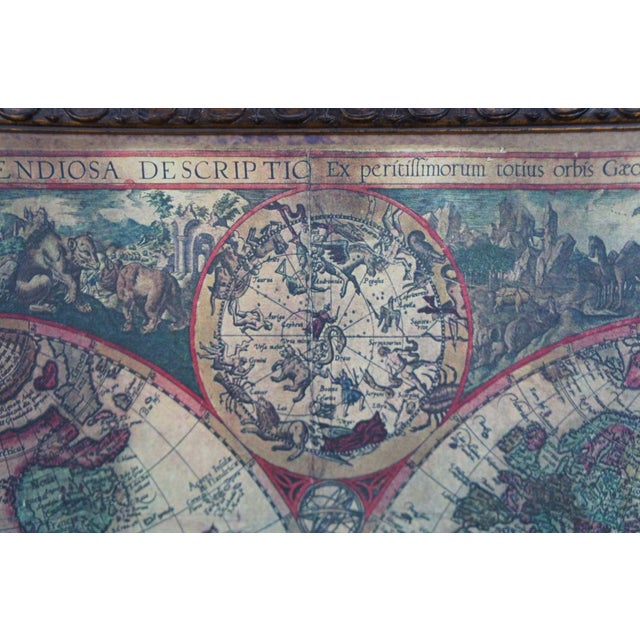 Johannes Baptista Vrients Old World Map Double Hemisphere Canvas Print Framed For Sale - Image 11 of 12