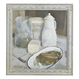 Imants Vecozols, Still Life with Fish., 1998, Oil on Canvas For Sale