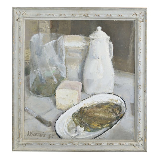 Imants Vecozols, Still Life with Fish., 1998, Oil on Canvas For Sale
