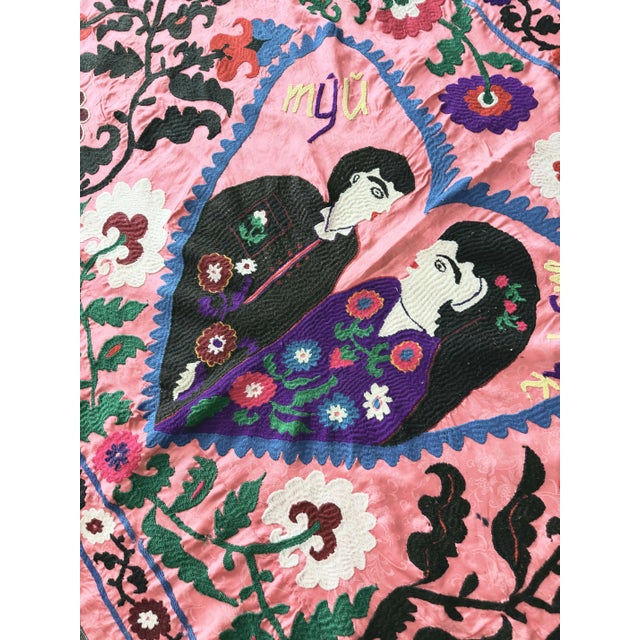 Boho Vintage Suzani from Bukhara, circa late 1960s. Dimension; 49'' x 75'' inches / 125 x 190 cm / 4'1'' x 6'3'' Material:...
