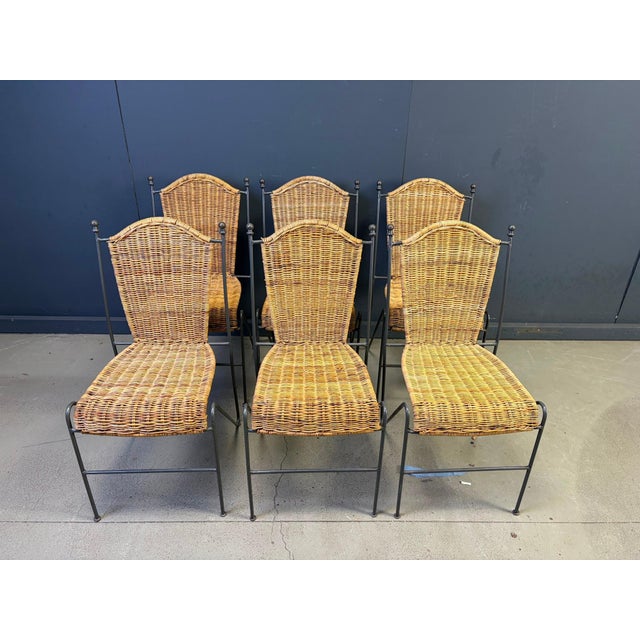 Wicker Chairs from Frederick Weinberg, 1960s, Set of 6 For Sale - Image 6 of 10