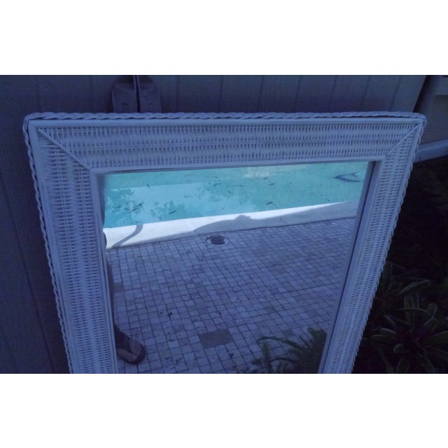 Glass Late 20th Century Large White Lexington Wicker Wall Mirror Usa Made For Sale - Image 7 of 12