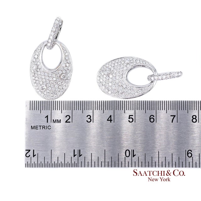 18k (750) White Gold Natural Diamond Earring - Set of 2 For Sale - Image 9 of 9