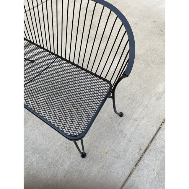 1980s Woodard Pinecrest Style Wrought Iron Garden Bench Loveseat For Sale In Chicago - Image 6 of 6