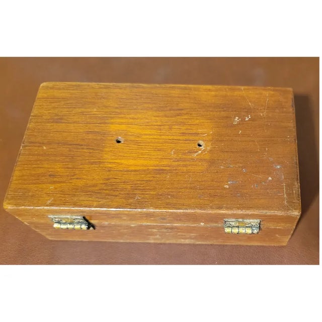 1900 - 1909 Antique Set of Brass Jewelers Weights in Wooden Case For Sale - Image 5 of 5