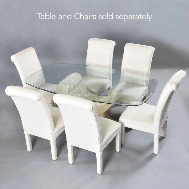 1980s Curved Tessellated Stone Pedestal Dining Table With Oval Glass Top For Sale - Image 5 of 9