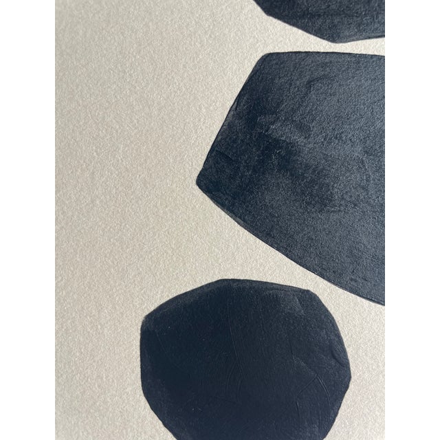 Abstract minimalist acrylic painting on French hand crafted cotton paper. Framed in a gold frame. All works on paper are...