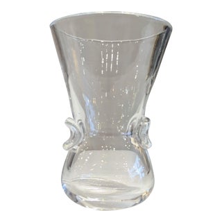 Steuben Crystal Bouquet Vase #7985 With Scroll Handles For Sale