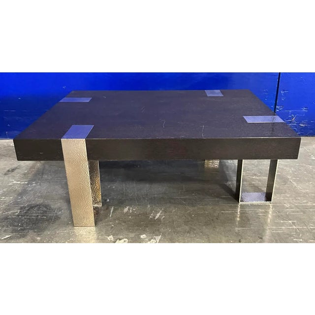 2010s Rift Oak & Nickel Plated Brass Aristide Coffee Table From the Madeline Stuart Collection For Sale - Image 5 of 13