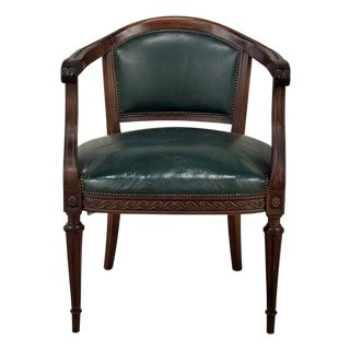 Antique French Louis XVI Neoclassical Mahogany Armchair by Hirler of Alsace For Sale