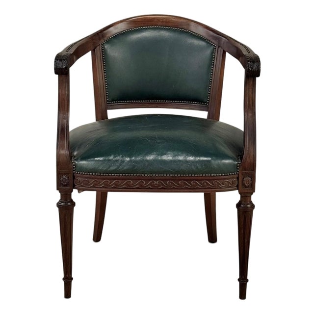 Antique French Louis XVI Neoclassical Mahogany Armchair by Hirler of Alsace For Sale