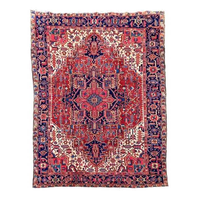 Antique Heriz Rug in Wool, 1920s For Sale