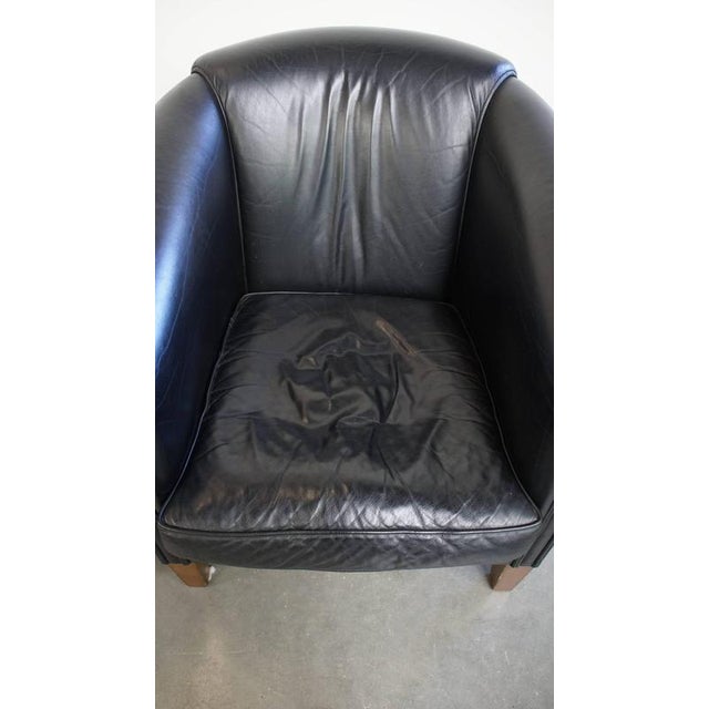 Set of English Black Cowhide Club Chairs For Sale - Image 6 of 14