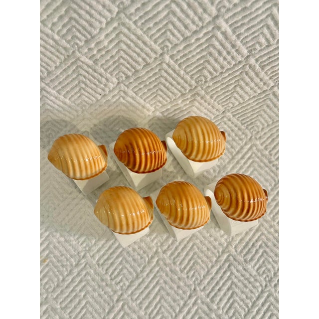 Vintage Audrey Porcelain Seashell Napkins Rings - A Set of 6 For Sale - Image 4 of 7