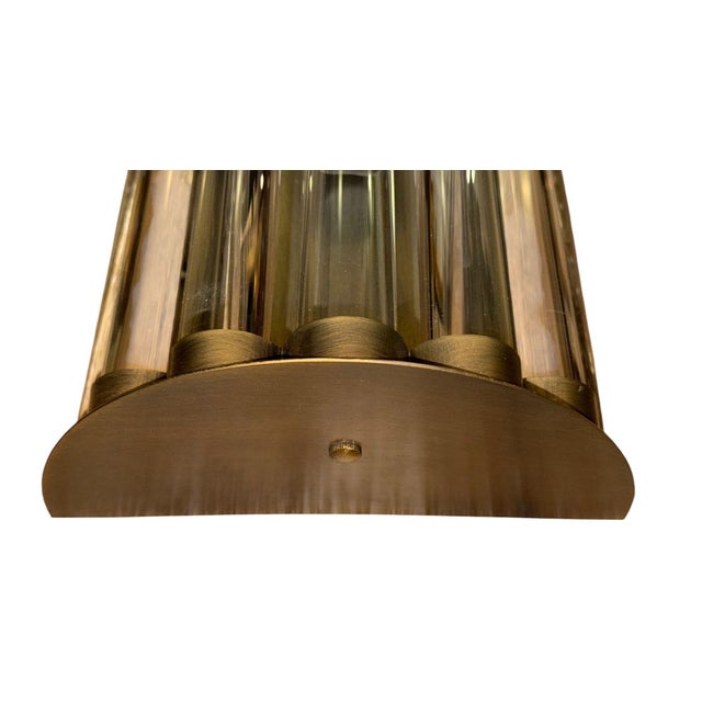 1970s 1970s Italian Mid-Century Modern Brass and Glass Rods Wall Sconce For Sale - Image 5 of 8