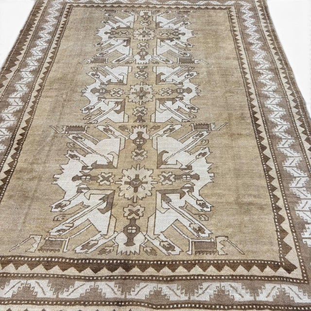 Turkish Vintage Turkish Rug 7x9 | Warm Earthy Palette With Large Geometric Medallions For Sale - Image 3 of 5