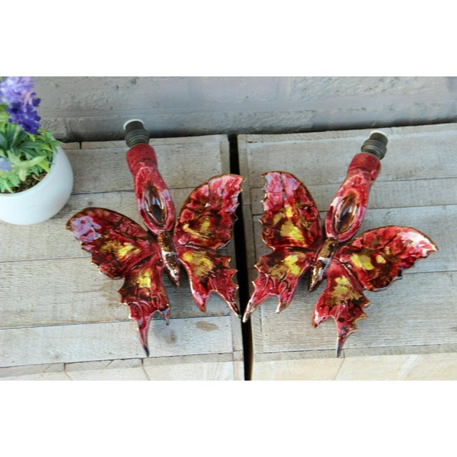 A pair of French Art Deco Designer Painted and Glazed Wall Sconces. A rare pair of stunning vintage lighting.