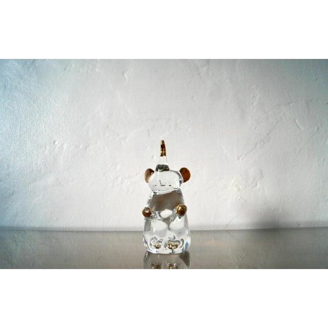 Lalique 1950’s Hand Blown Glass & Gold Elephant Figurine For Sale - Image 4 of 12