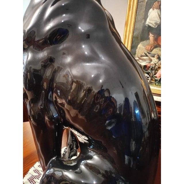 Unknown, Sculpture Depicting a Sitting Great Dane, 1800s, Porcelain and Cane For Sale - Image 3 of 7