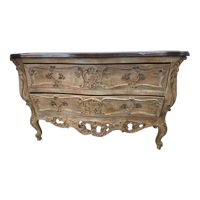 Vintage Italian Lewis Mittman Bombe Chest of Drawers, Louis XV French Provincial Carved Commode, Attributed For Sale