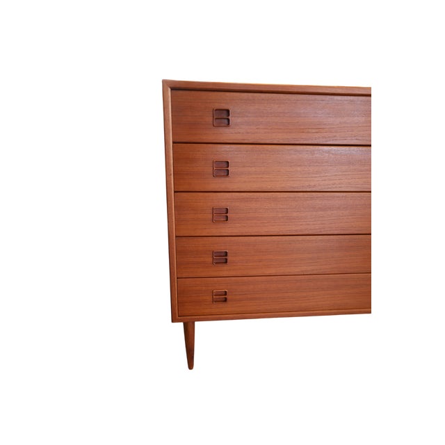 Mid-Century Modern Danish Wide Teak Chest of Drawers with Five Drawers, 1960s For Sale - Image 3 of 17