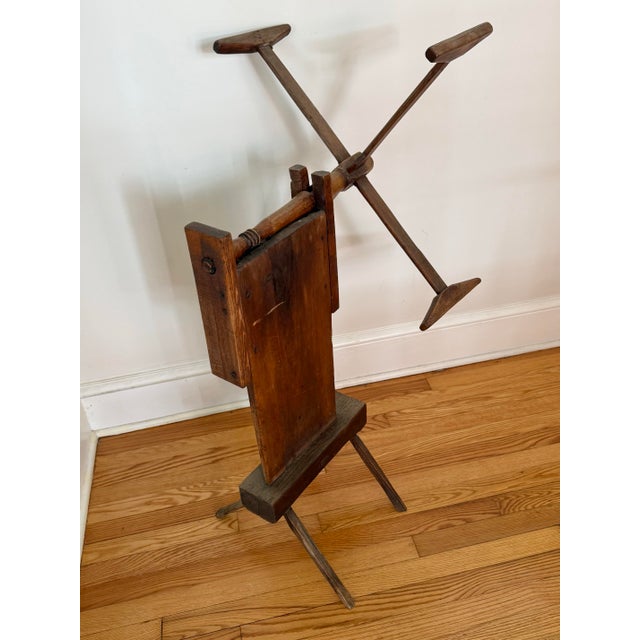 Antique Primitive Wood Yarn Spinning Wheel For Sale - Image 9 of 11