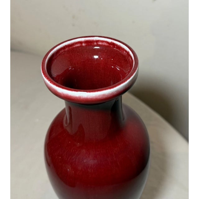 Vintage Jingdezhen Handmade Sang De Boeuf Chinese Red Oxblood Pottery Vase For Sale - Image 10 of 10