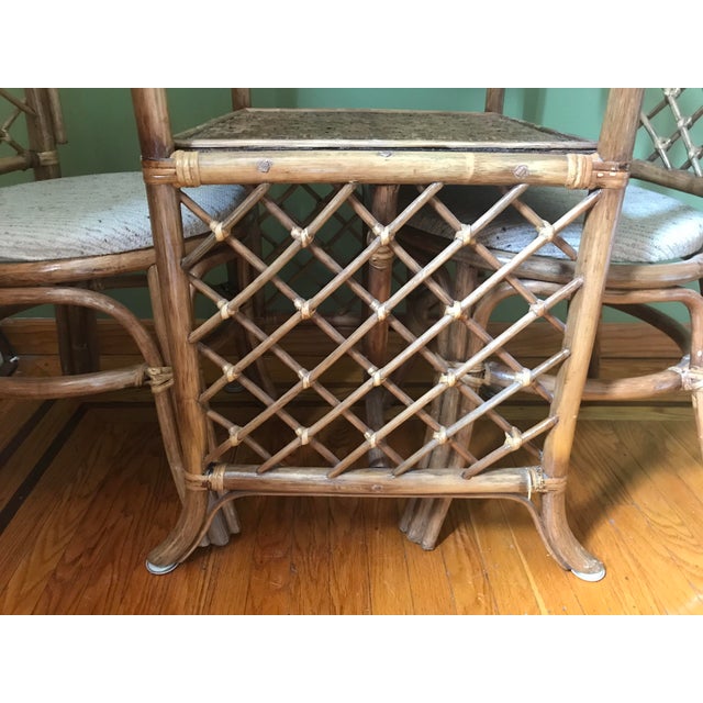 1970s Vintage Rattan Honeymoon Dining Table and Chair Set Chairish