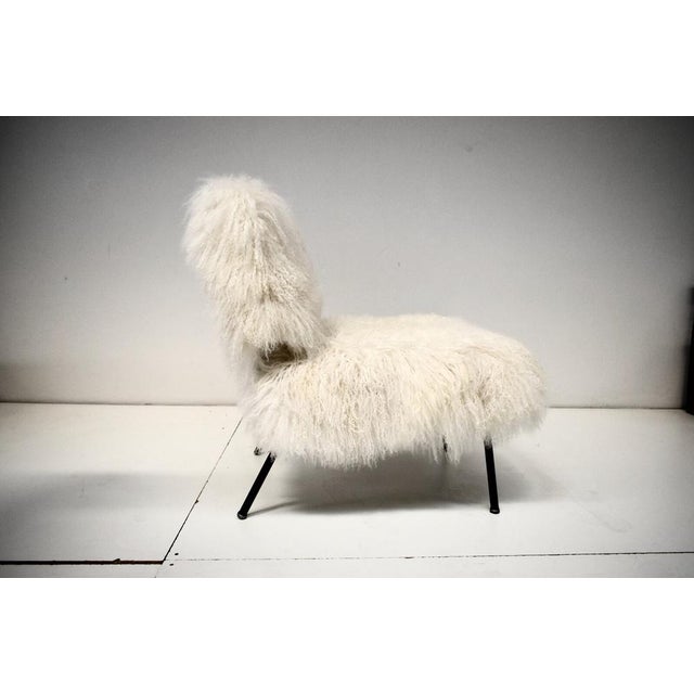 Vintage Mongolian Goat Fur Coating Armchair, 1970s For Sale - Image 4 of 8