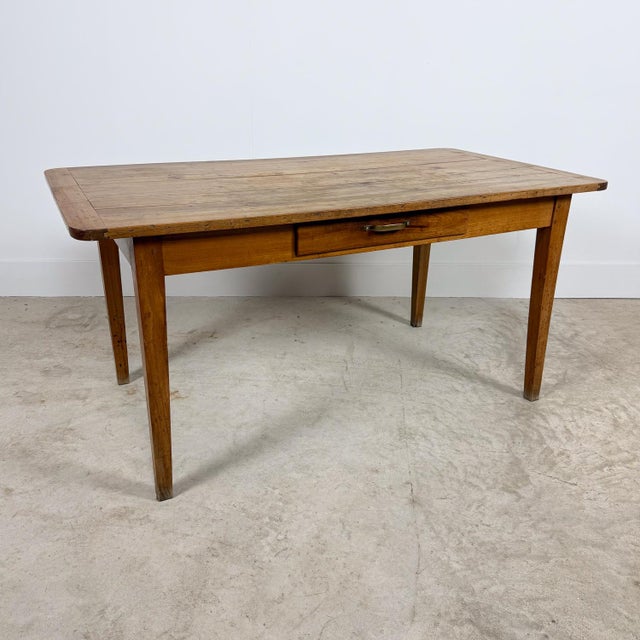 Antique French Farmhouse Cherrywood Dining Table with Drawer For Sale - Image 12 of 12