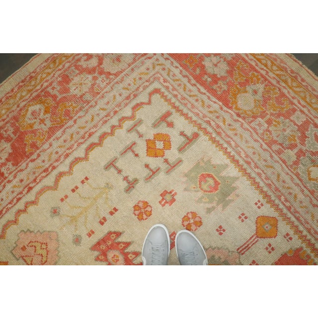 Textile Early 20th Century Antique Zabihi Collection Ivory Turkish Oushak Carpet - 8'8" x 10'8" For Sale - Image 7 of 11