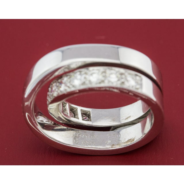 White 1990s Authentic Cartier 18k White Gold Nouvelle Vogue Diamond Ring For Sale - Image 8 of 9