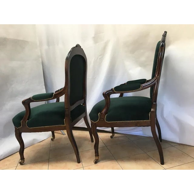 Set of 19th Century Louis XV Style Throne Seats in Walnut For Sale - Image 3 of 18