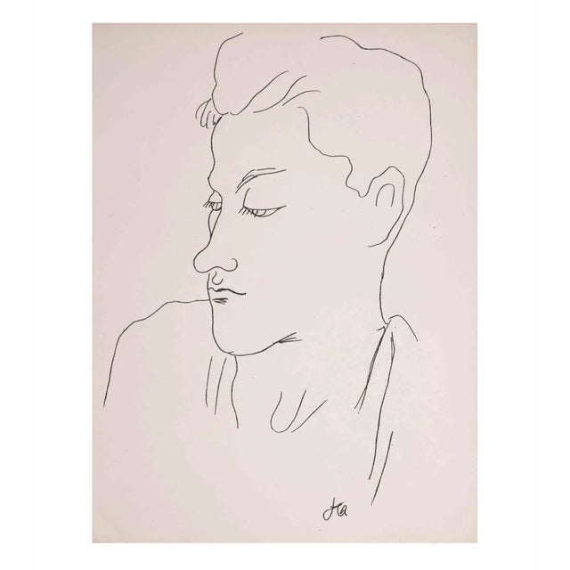 Lithograph on vélin pur fil des Papeteries du Marais, realized by Cocteau in 1929. Belongs to the suite "25 Dessins d'Un...