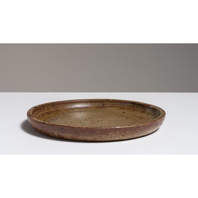 1970s Belgium Tan Ceramic Platter For Sale - Image 14 of 15