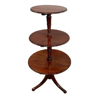 George III Mahogany Drop-Leaf 3 Tiered Dumbwaiter For Sale